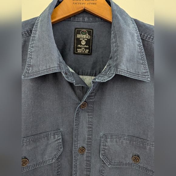 REDHEAD Premium Denim Button Down Shirt MEN'S M Rancher Classic Indigo Blue - Picture 7 of 15
